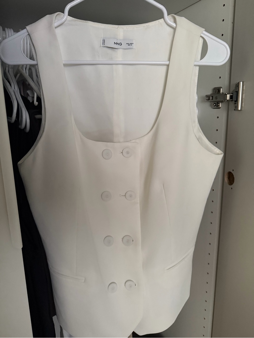 Mango Double-Breasted Suit Waistcoat White Vest